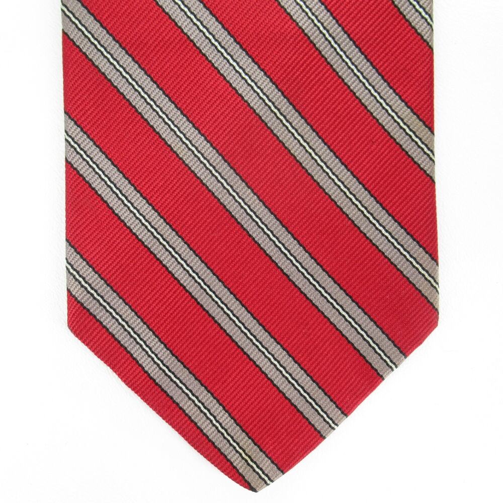 Vtg Reis of New Haven Tie Man 60 in Red Silk Leicester Regits Striped Lined